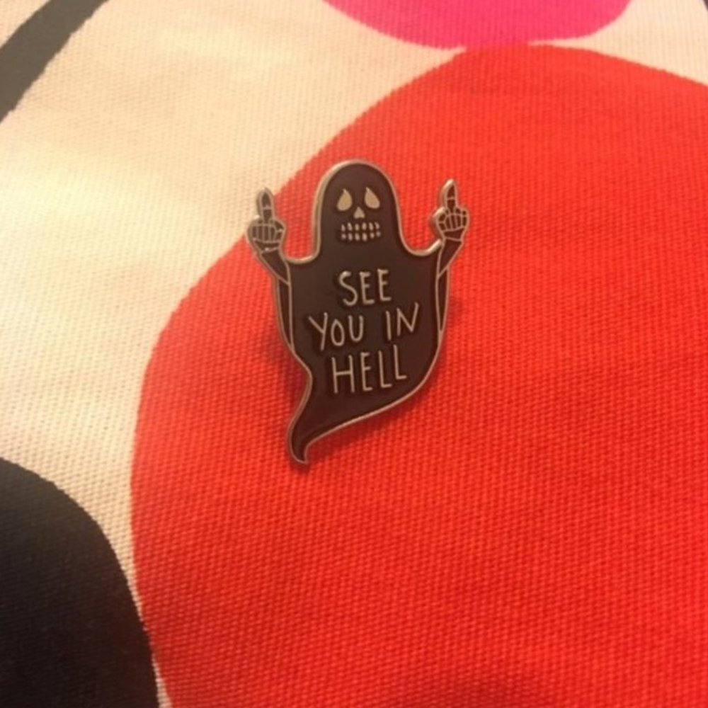 🆕 Funny Black Ghost Enamel Pin Brooch - Picture 5 of 6